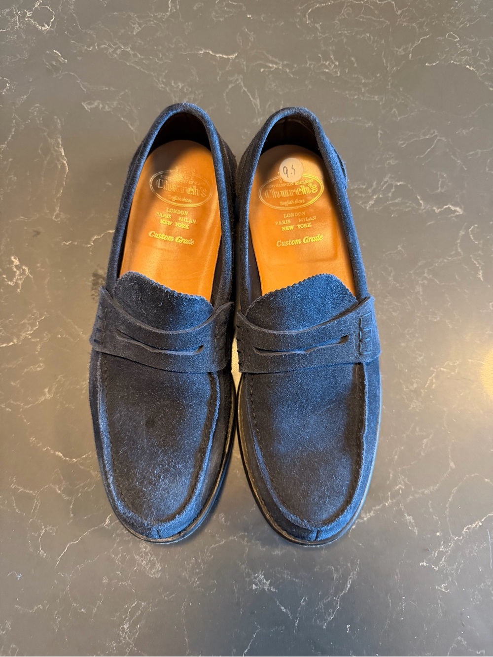 Church's Navy Suede Penny Loafers for Men Size 9.5